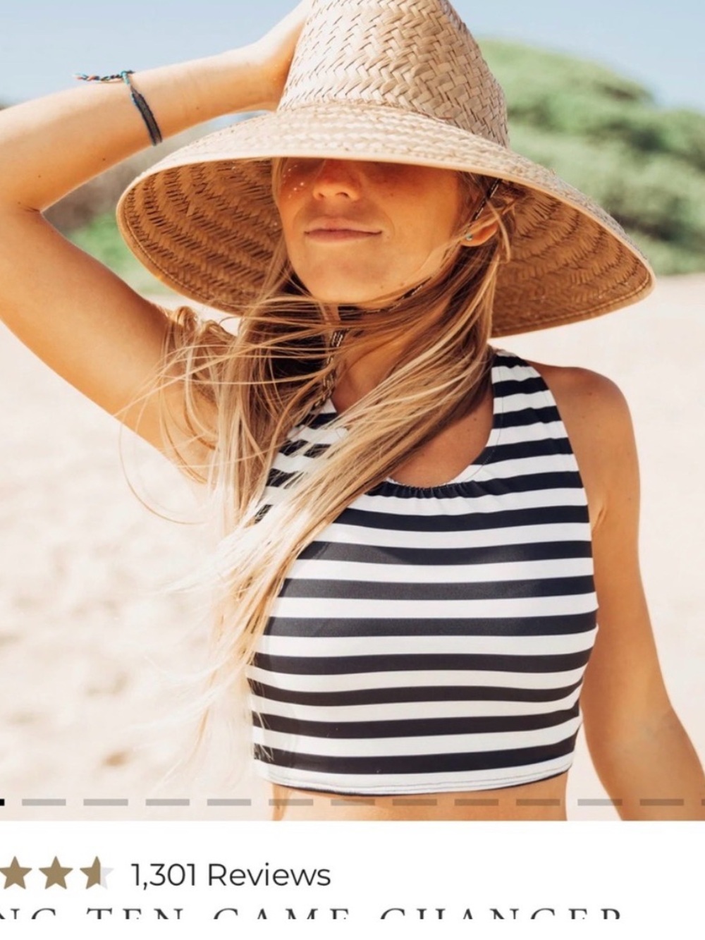 Albion Striped Black and White Crop Bikini Swim Top